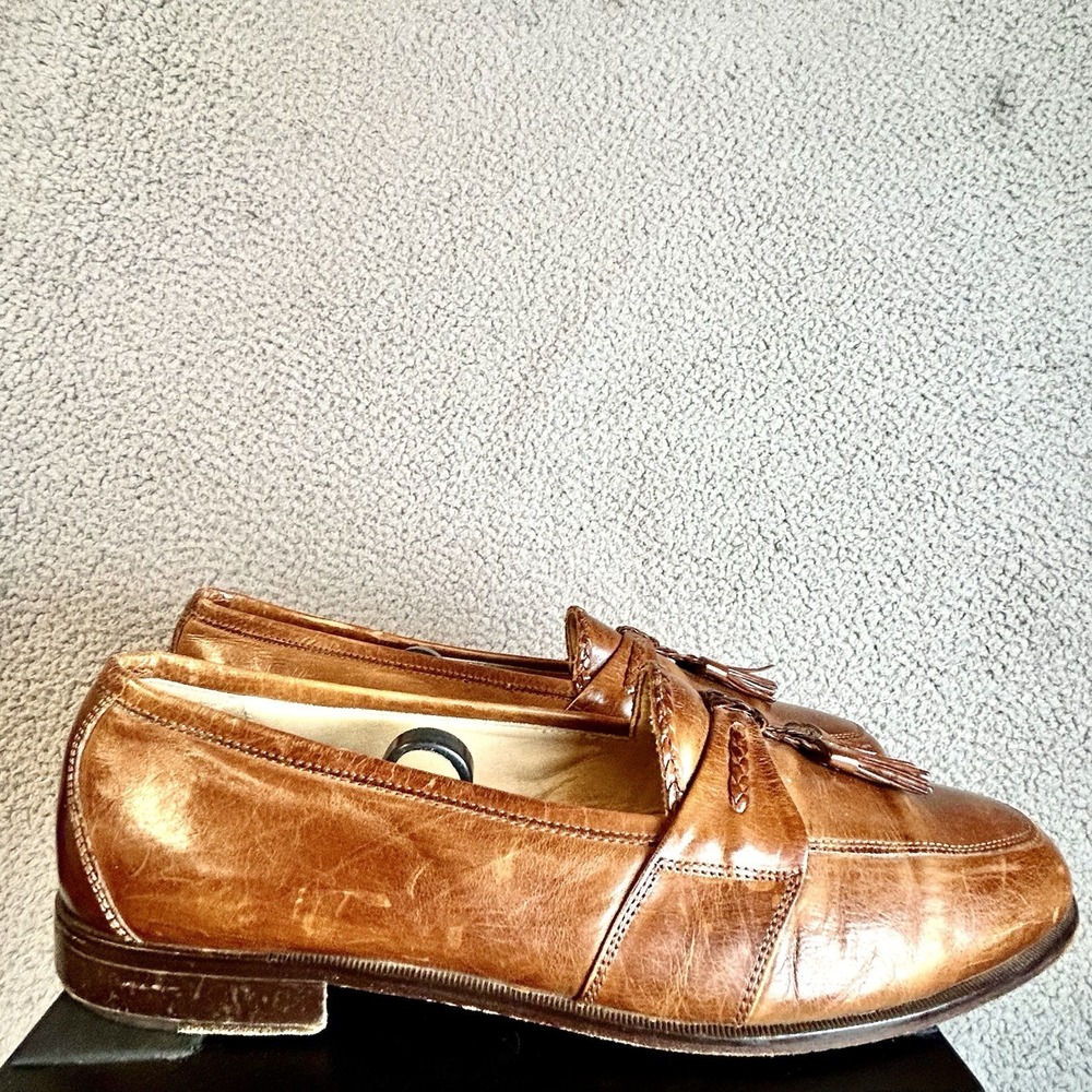 Men's Johnston & Murphy Cellini Tassel Slip On Loafers Size 10.5 M Made In Italy